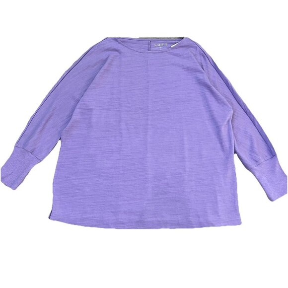 LOFT Women’s Long Sleeve Top 100% Cotton Casual Minimalist Size Large Lavender - Picture 1 of 7